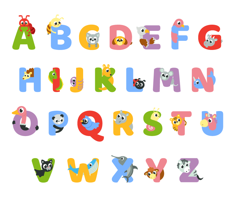 10套幼儿动物英文识字卡插图，AI源文件